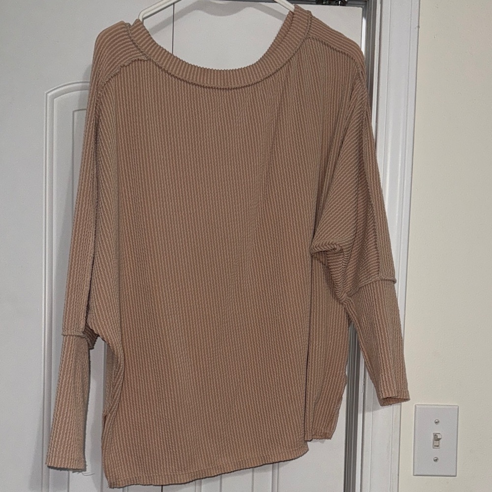 Reborn J Tan Ribbed Sweater